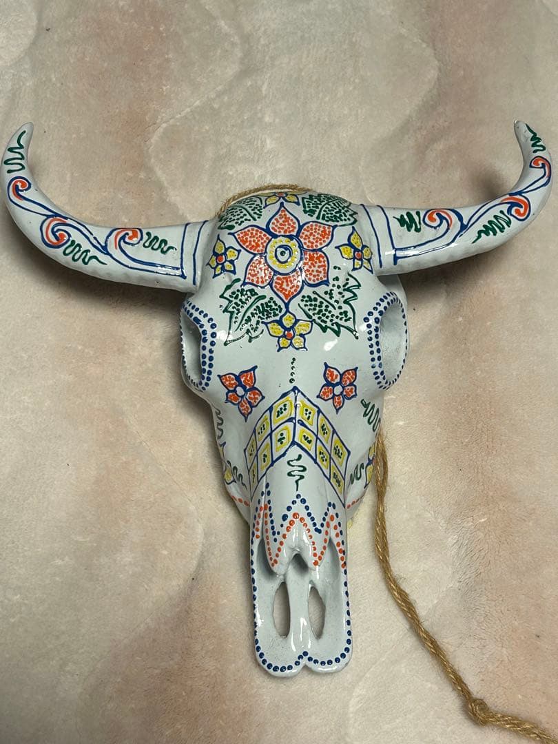 バッファロースカル オブジェ 壁掛け メキシカン カラフル