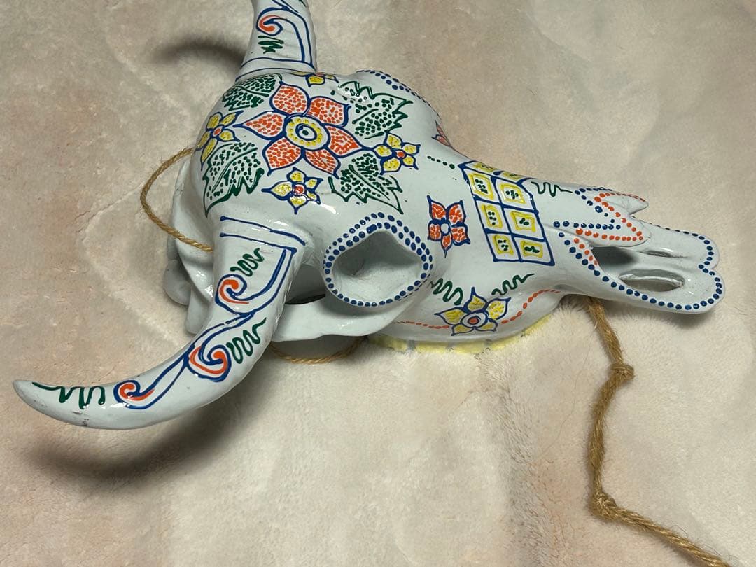 バッファロースカル オブジェ 壁掛け メキシカン カラフル