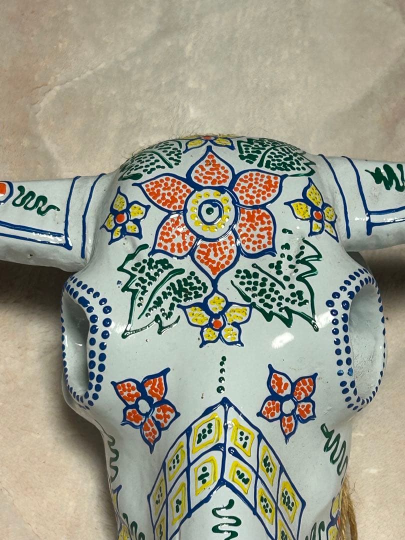 バッファロースカル オブジェ 壁掛け メキシカン カラフル