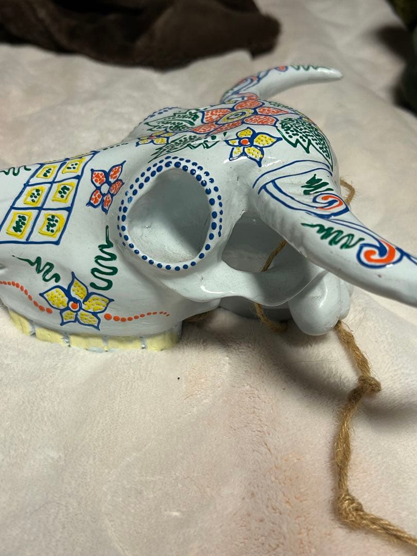 バッファロースカル オブジェ 壁掛け メキシカン カラフル