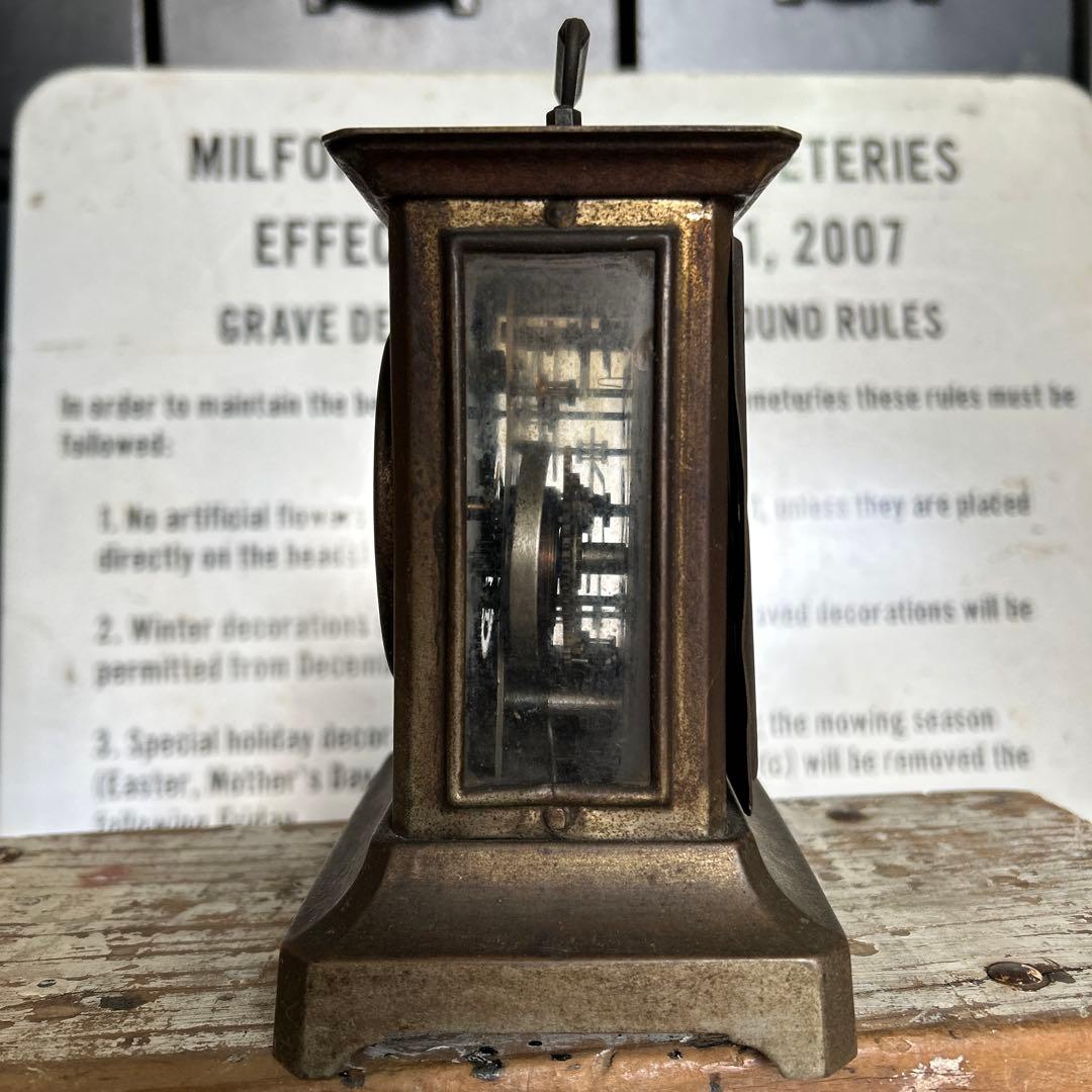 ジャンク】JUNGHANS 真鍮 アンティーク 置き時計 ゼンマイ式 - メルカリ