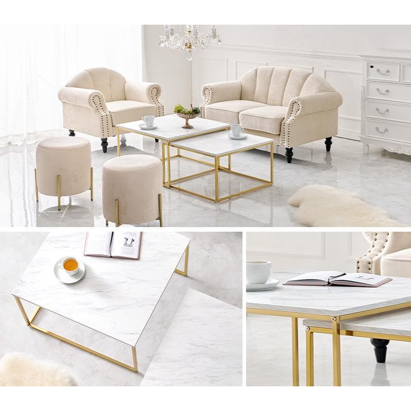 【新品】大理石調　ネストテーブル　大小セット　アウトレット