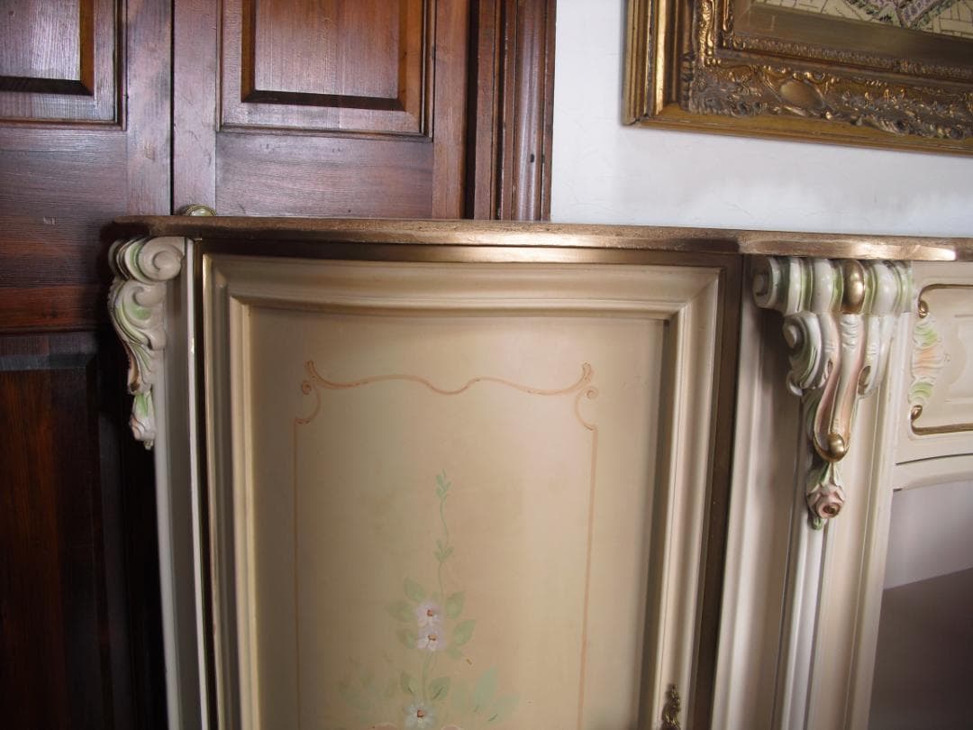 イタリア製 ロココ様式 サイドボード/キャビネット☆白家具 コンソール/飾り棚