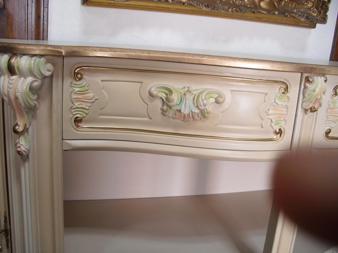 イタリア製 ロココ様式 サイドボード/キャビネット☆白家具 コンソール/飾り棚