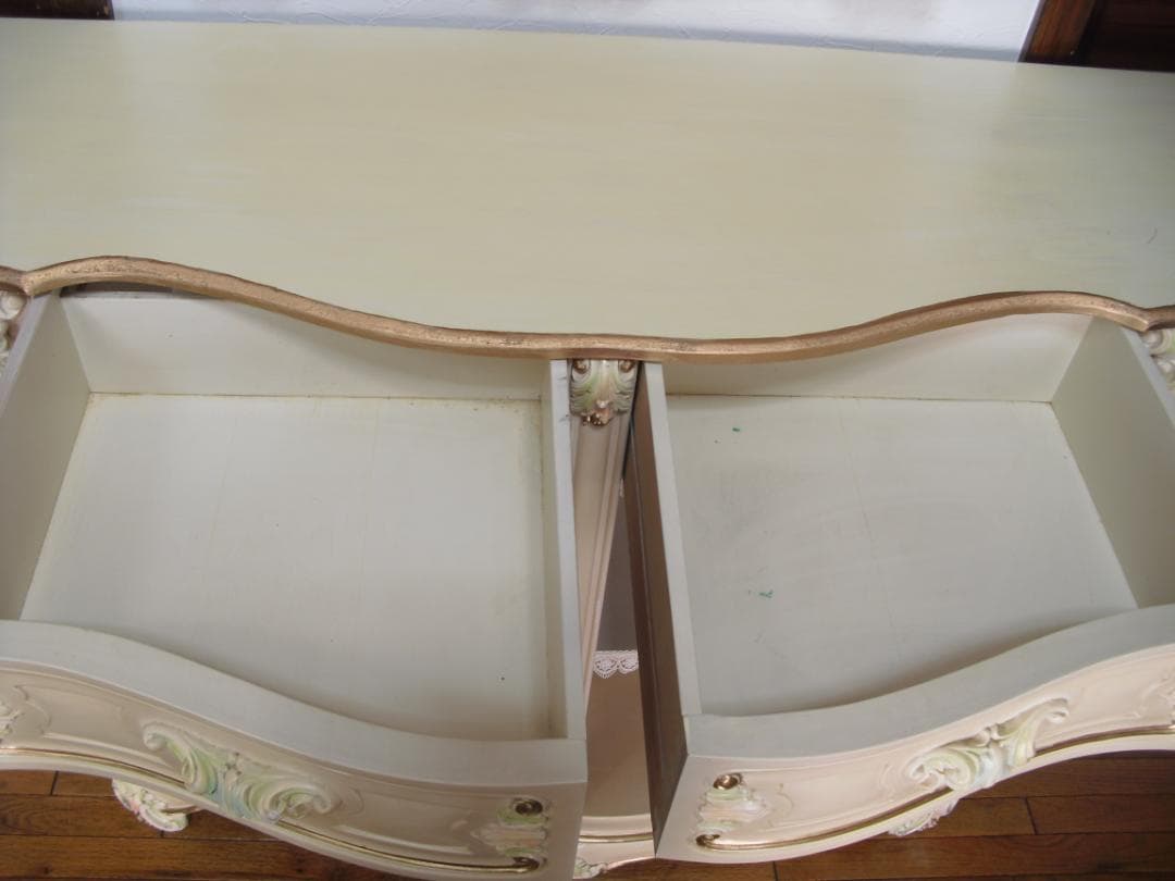 イタリア製 ロココ様式 サイドボード/キャビネット☆白家具 コンソール/飾り棚