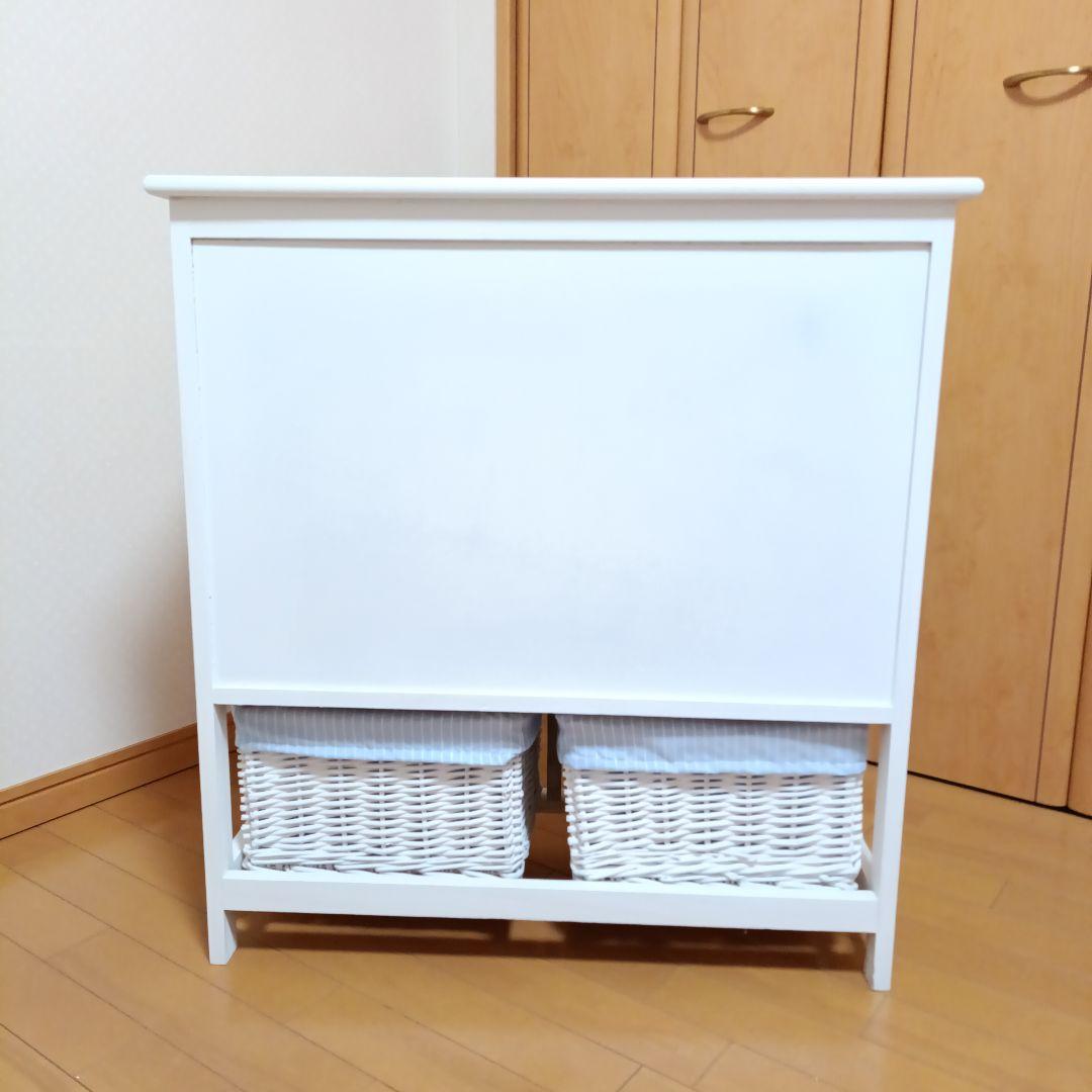 バスケット付3段フリルキャビネット フレンチカントリー 可愛い 収納