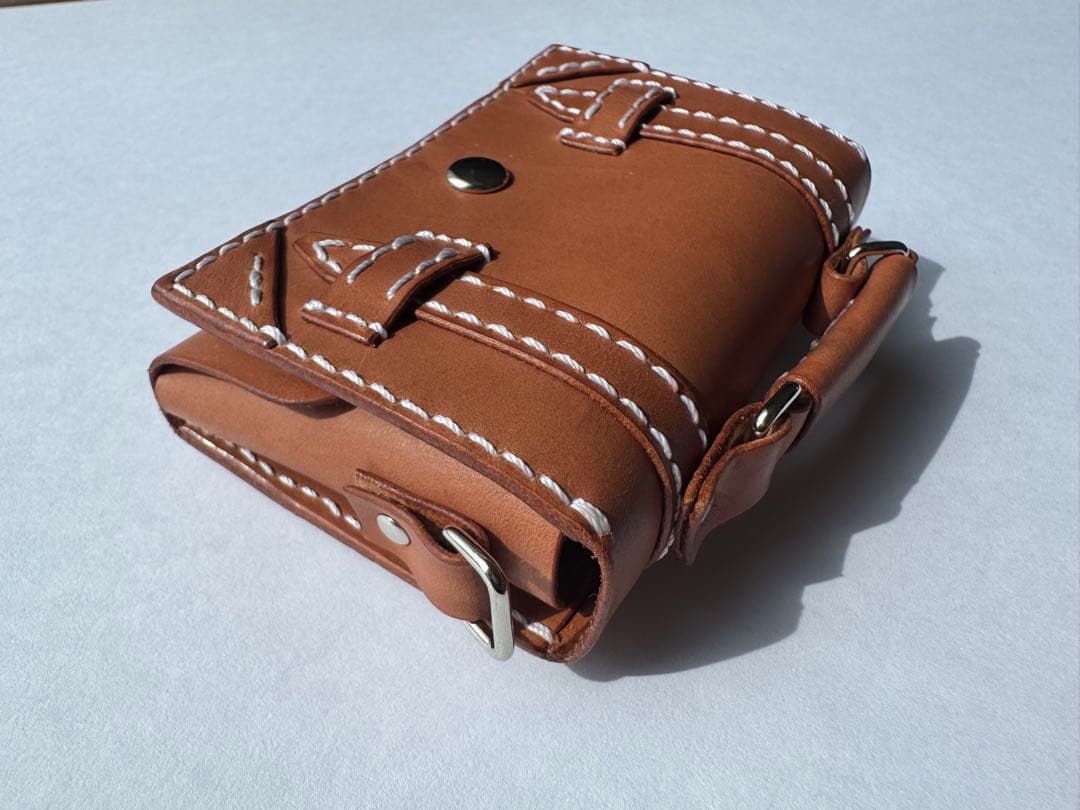 カバン風カードケース ブラウン 本革 ハンドメイド