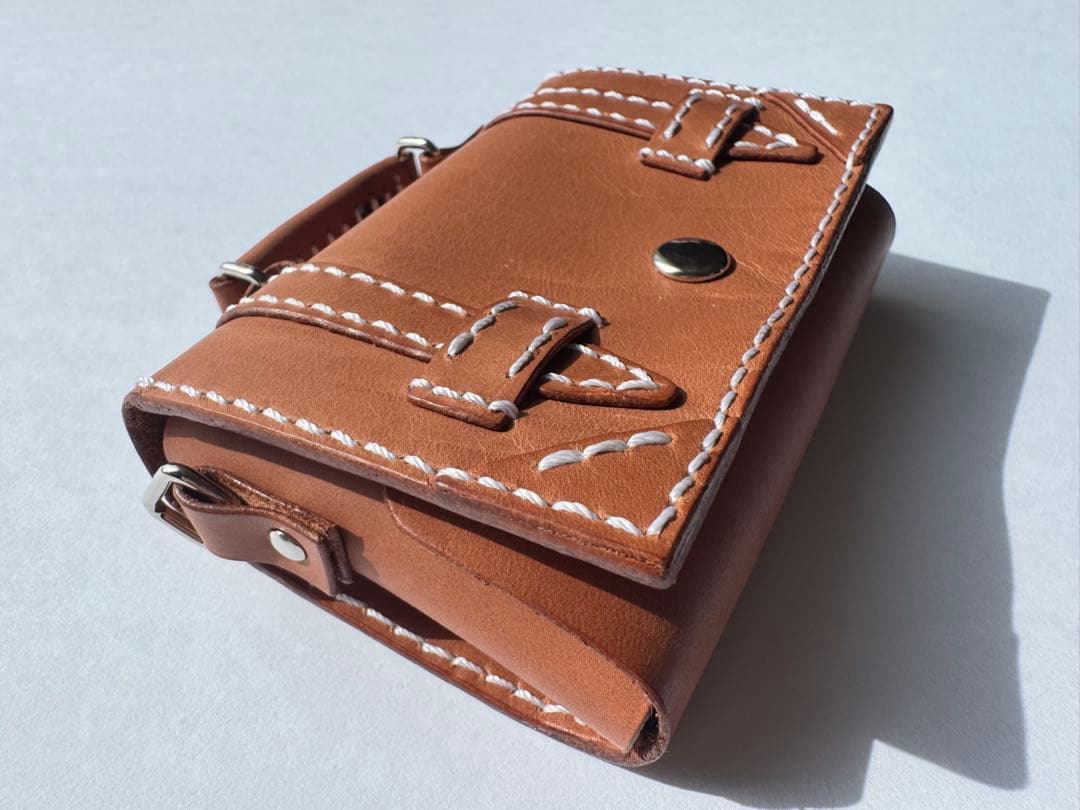 カバン風カードケース ブラウン 本革 ハンドメイド