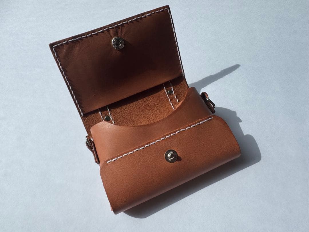 カバン風カードケース ブラウン 本革 ハンドメイド