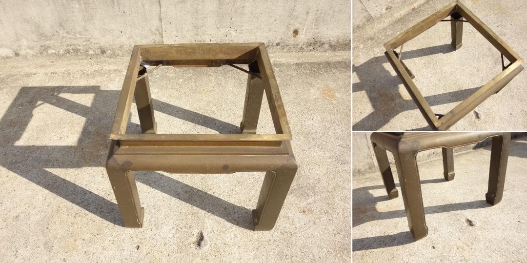 K▼机 テーブル サイドテーブル 花台 大理石天板 ブラス 真鍮 (30141)