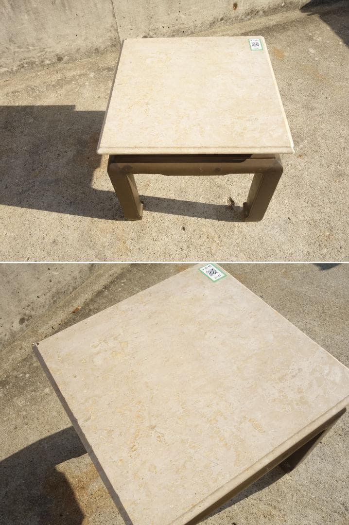 K▼机 テーブル サイドテーブル 花台 大理石天板 ブラス 真鍮 (30141)