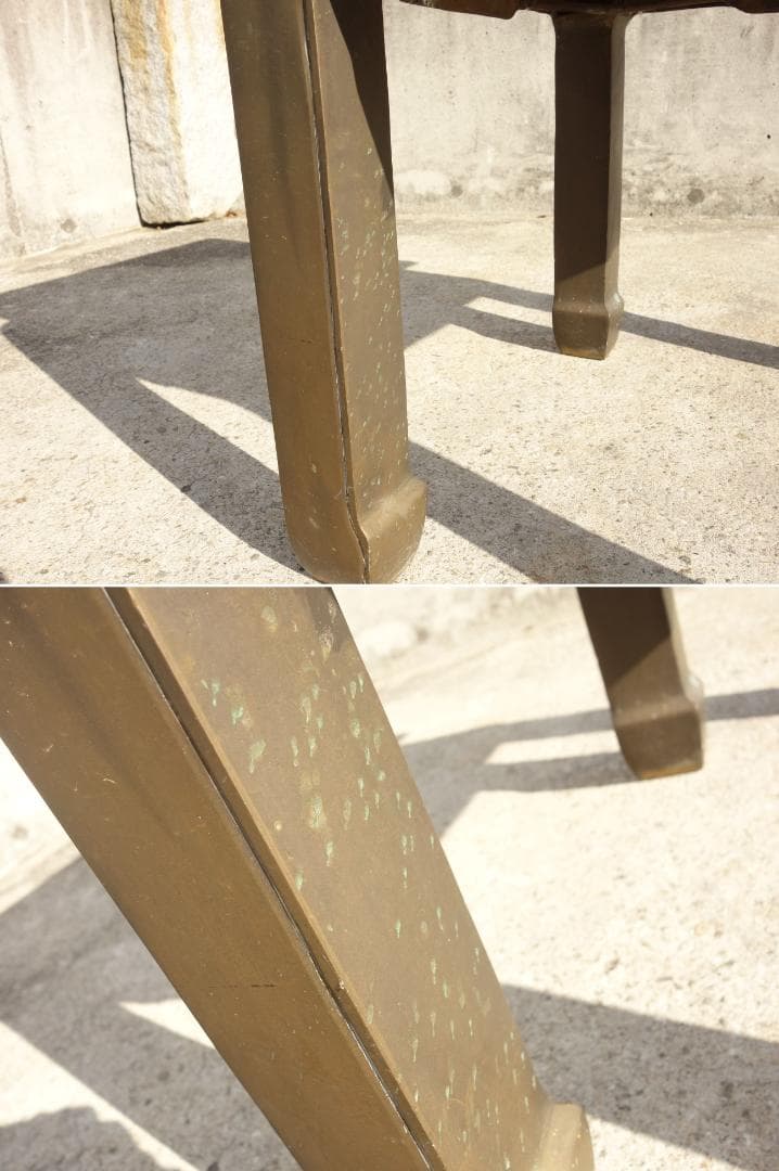 K▼机 テーブル サイドテーブル 花台 大理石天板 ブラス 真鍮 (30141)