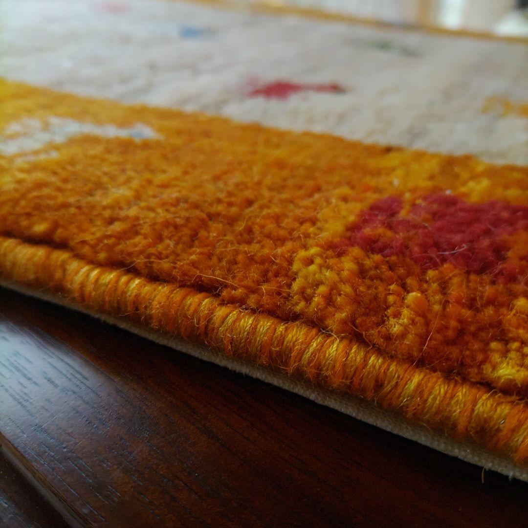 ギャッベ マンション ミニ玄関マット イラン シラーズ 手織り 草木染