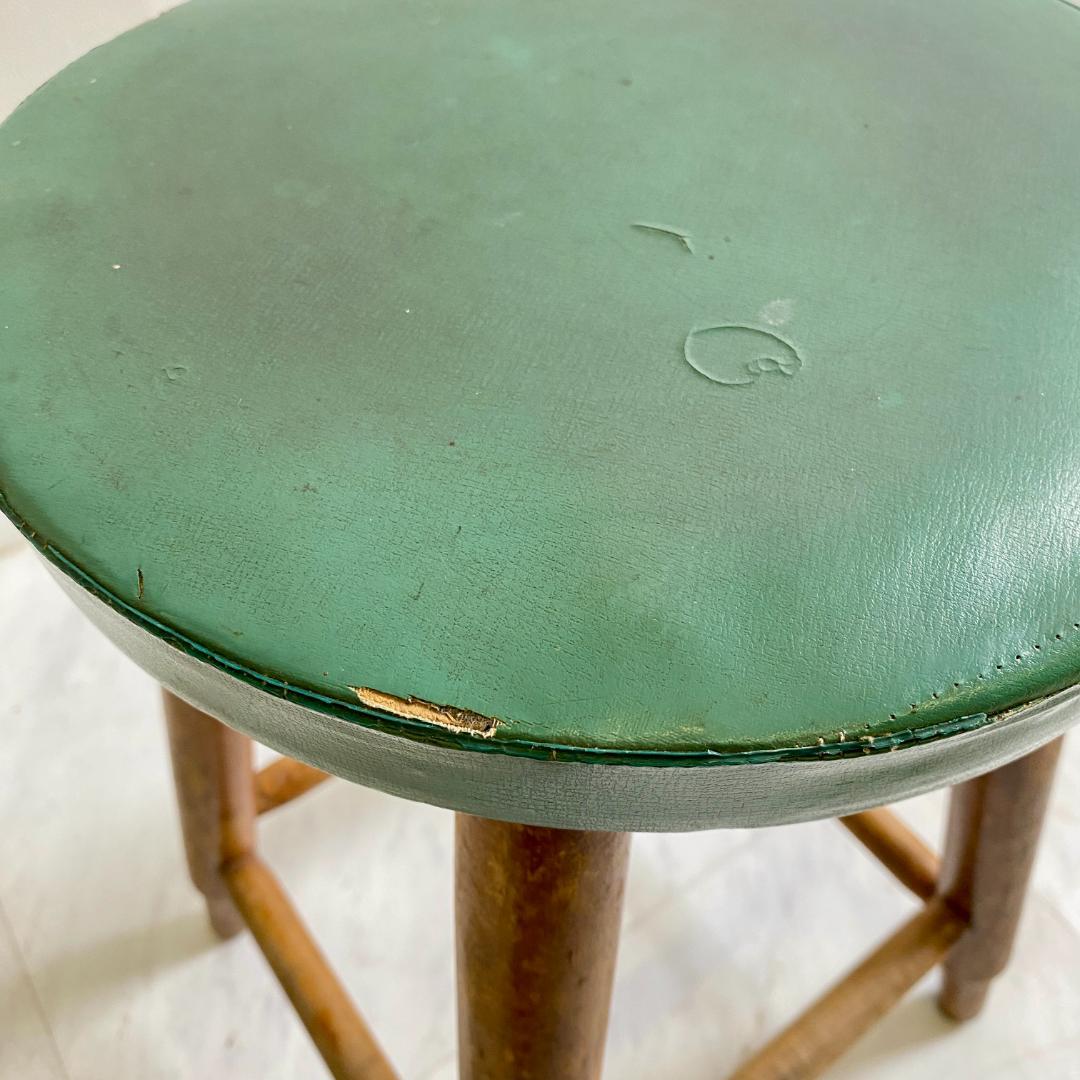 レトロ 木製スツール 丸椅子 スツール ビニールレザー張り