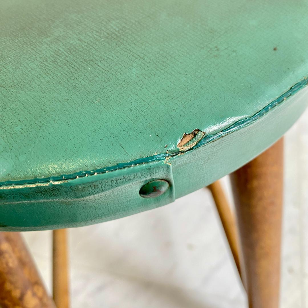 レトロ 木製スツール 丸椅子 スツール ビニールレザー張り