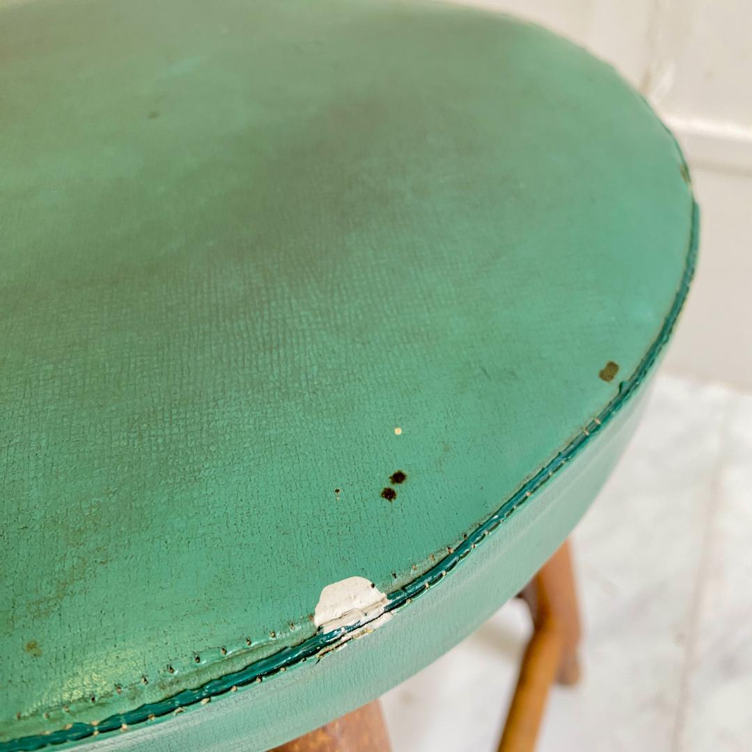 レトロ 木製スツール 丸椅子 スツール ビニールレザー張り