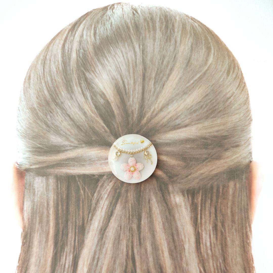 No.2572❀》ハンドメイド レジンヘアゴム ピンク 桜 ネックレス 大