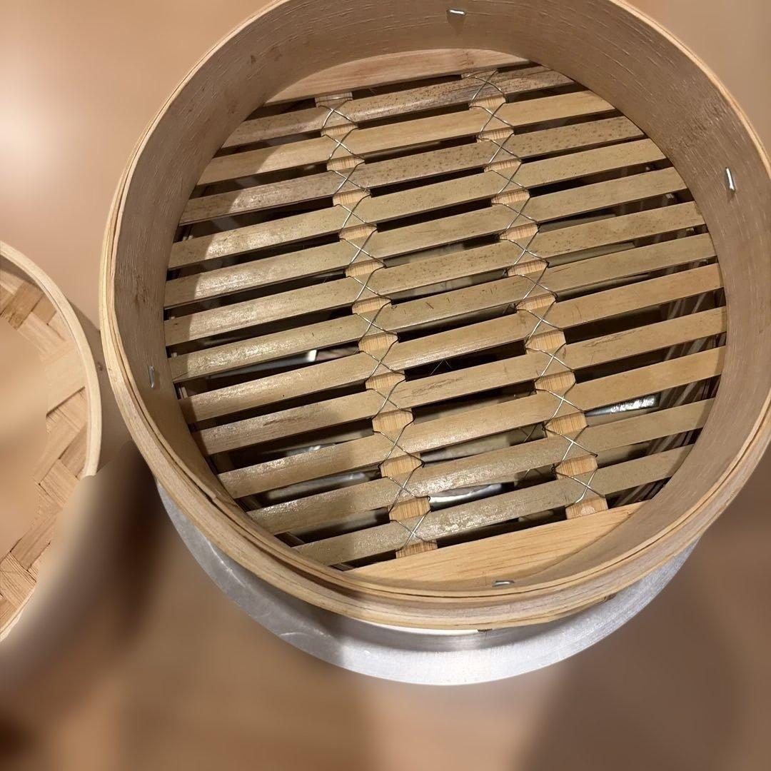 照宝　竹せいろ21センチ2段、蓋、蒸し板セット