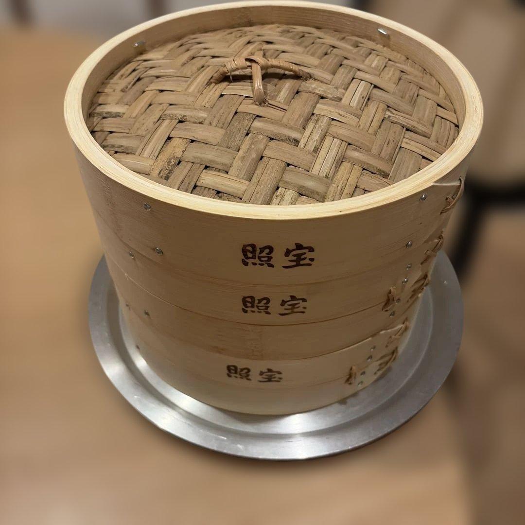 照宝　竹せいろ21センチ2段、蓋、蒸し板セット