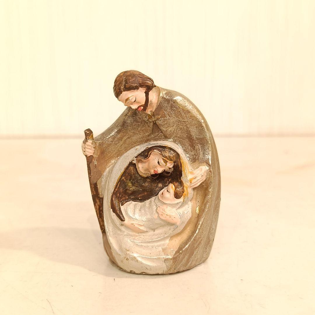 キリスト　ハンドメイド　カービングオブジェ　木製　置物