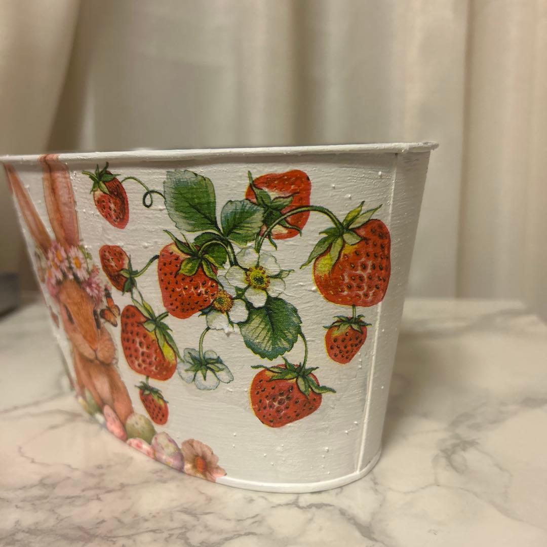 リメ缶デコパージュ 多肉植物リメ鉢 うさぎ柄 - メルカリ