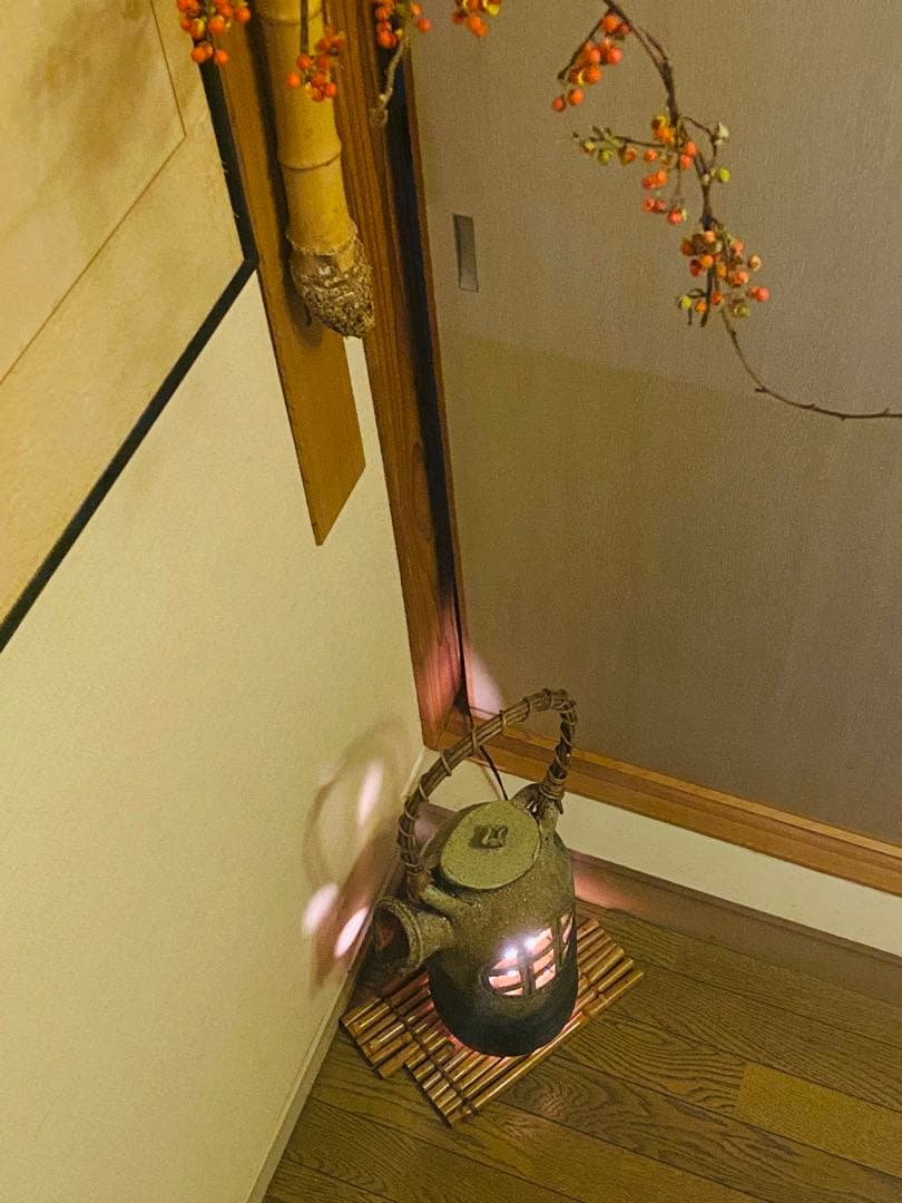 [未使用] 室内用　和モダン　陶器　急須型　ライト　ランプ/オブジェ