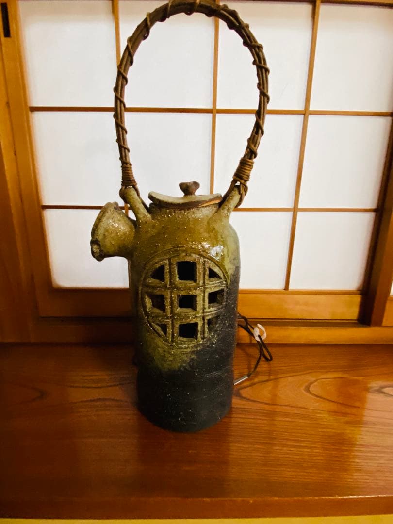 [未使用] 室内用　和モダン　陶器　急須型　ライト　ランプ/オブジェ