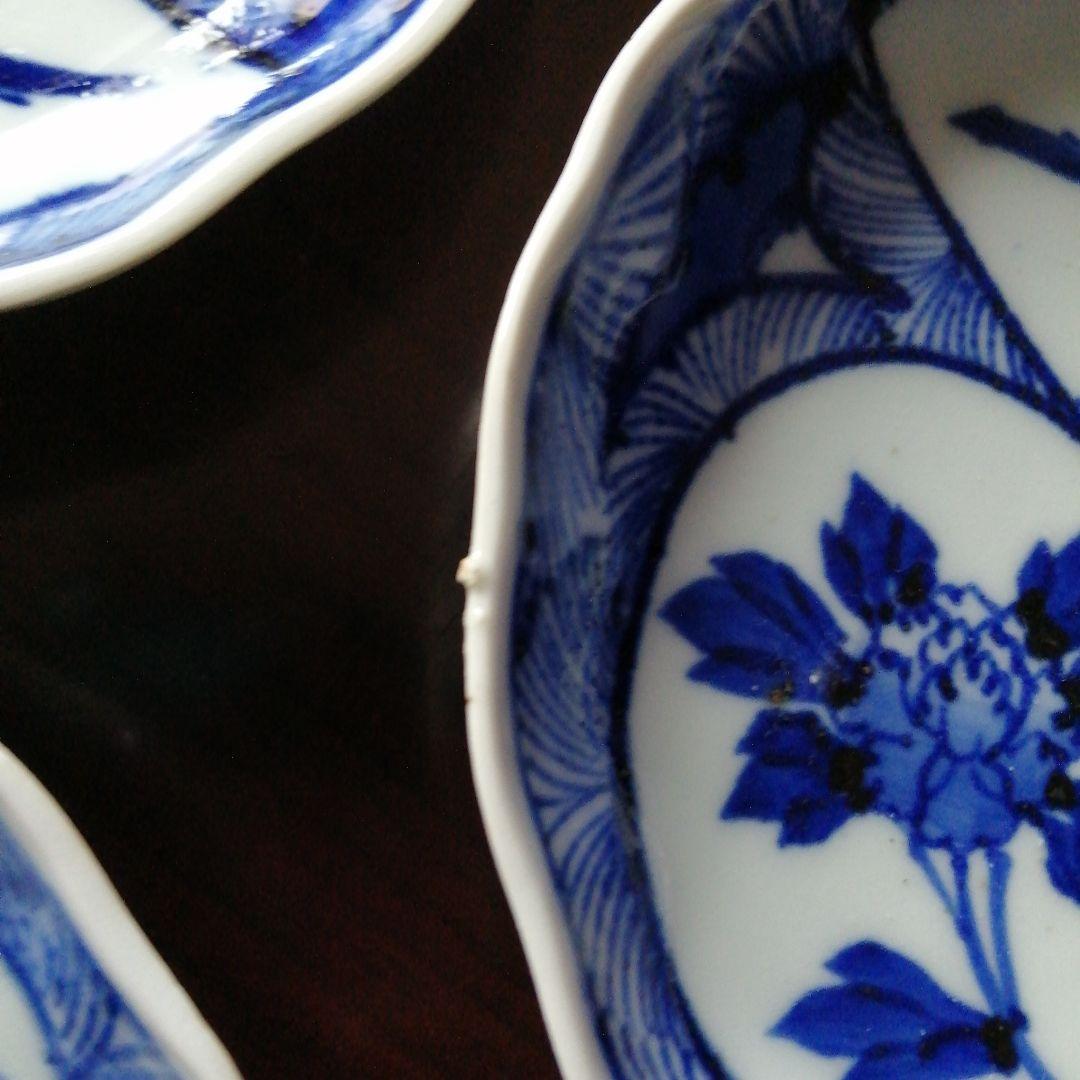 伊万里　染付線描扇紋中皿　13枚　15.7cm　江戸後期～明治初期