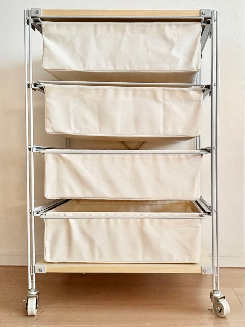 美品　無印良品 スチールユニットシェルフ 帆布バスケットセット 幅56cm