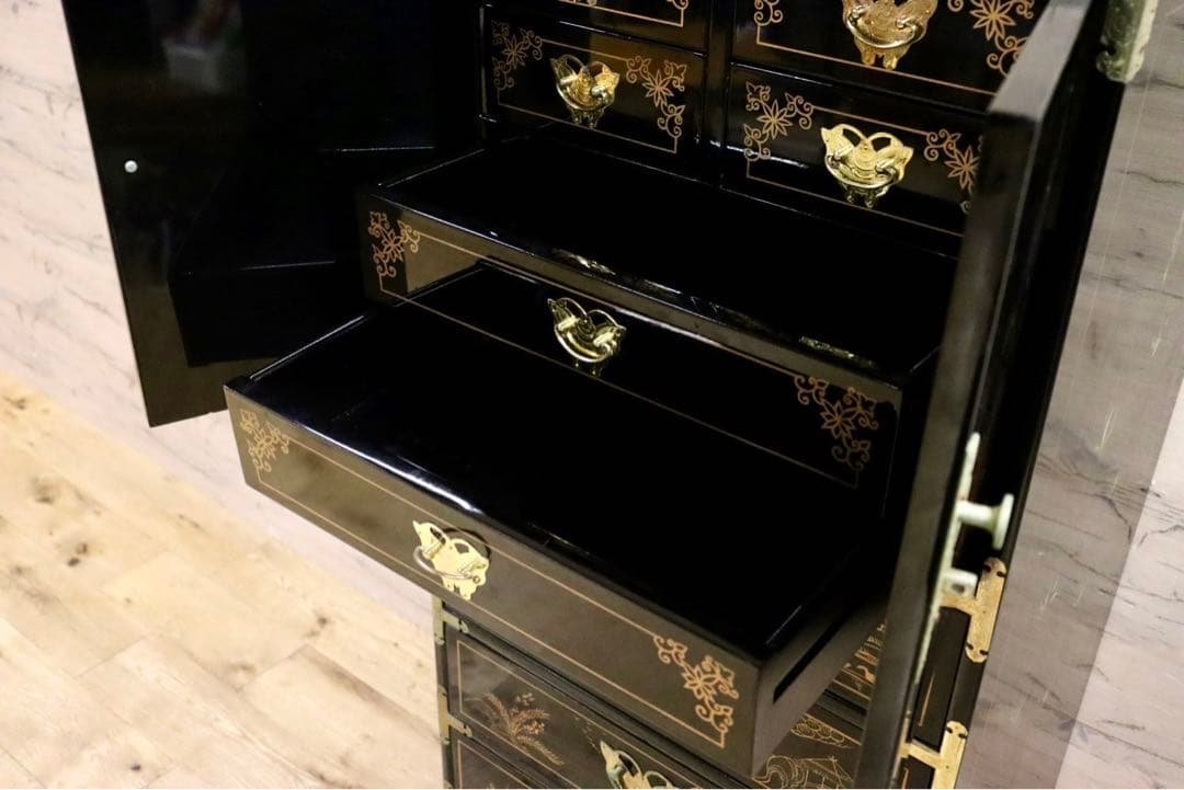 GMIH192○中国家具 李朝家具 チェスト 花鳥図 小箪笥 アジアン シノ
