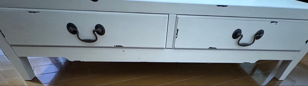 フレンチアンティーク調センターテーブル　ローテーブル　ガラス天板