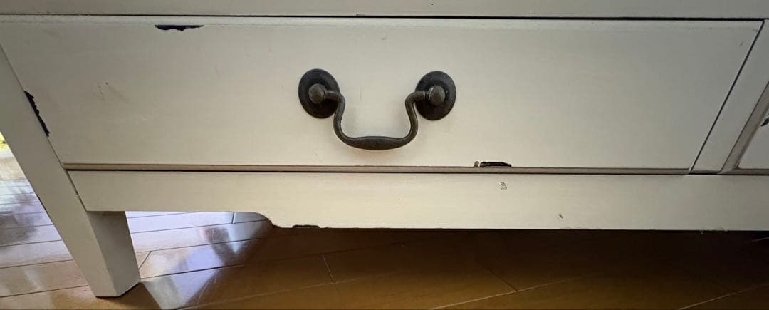 フレンチアンティーク調センターテーブル　ローテーブル　ガラス天板