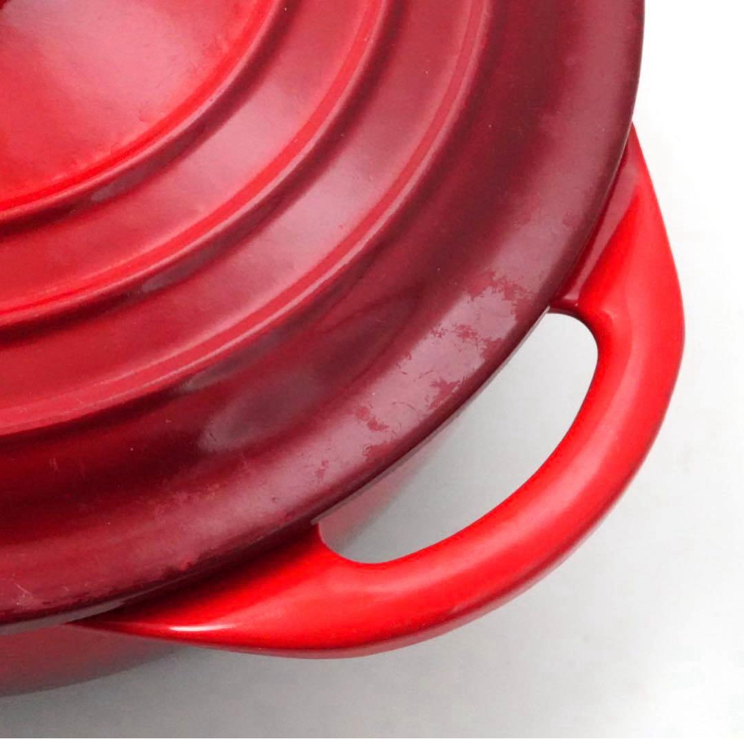 【美品】LE CREUSET　ココット ビス チェリーレッド　20cm