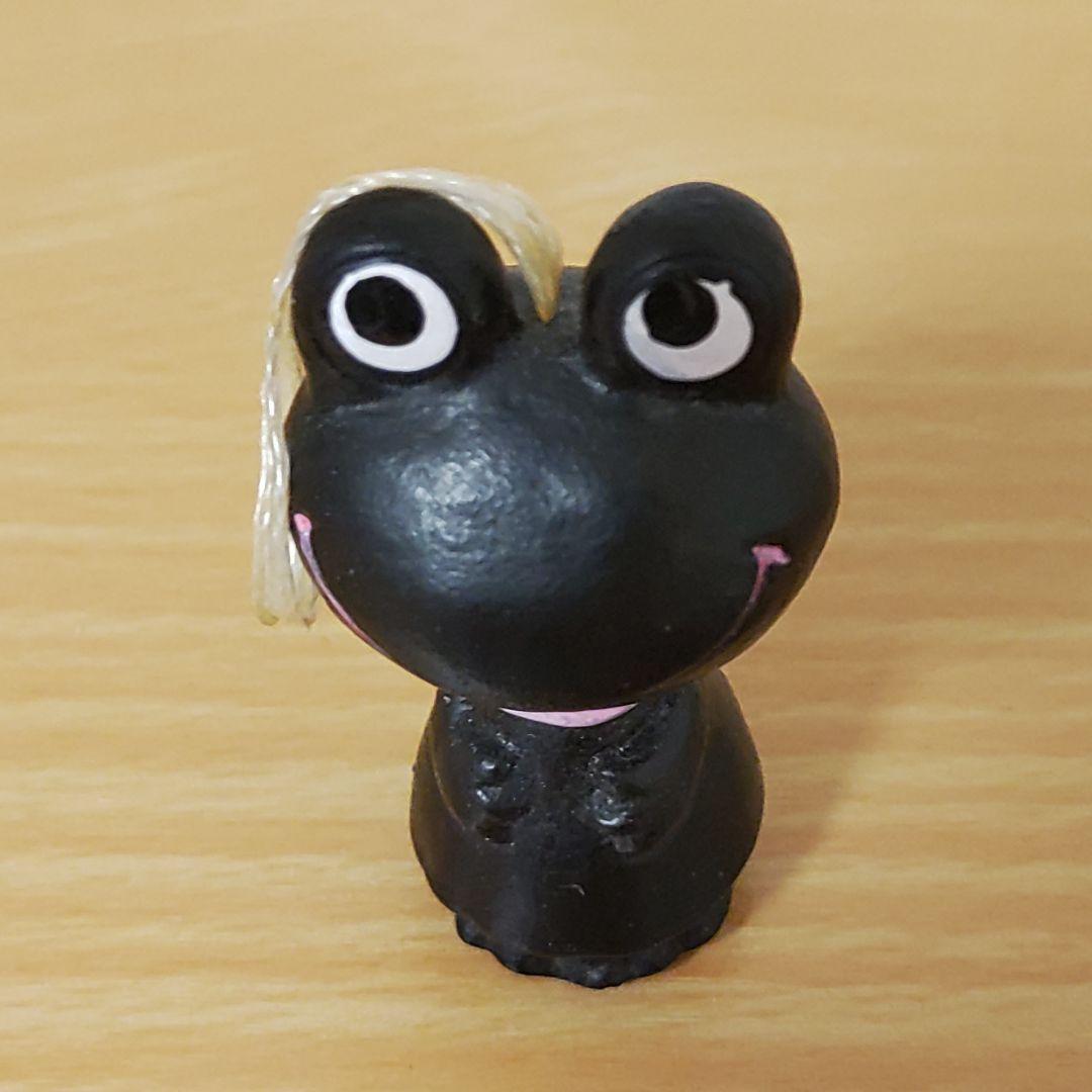 昭和レトロ古い黒ケロちゃん指人形コロちゃん珍色☆希少カラー黒色