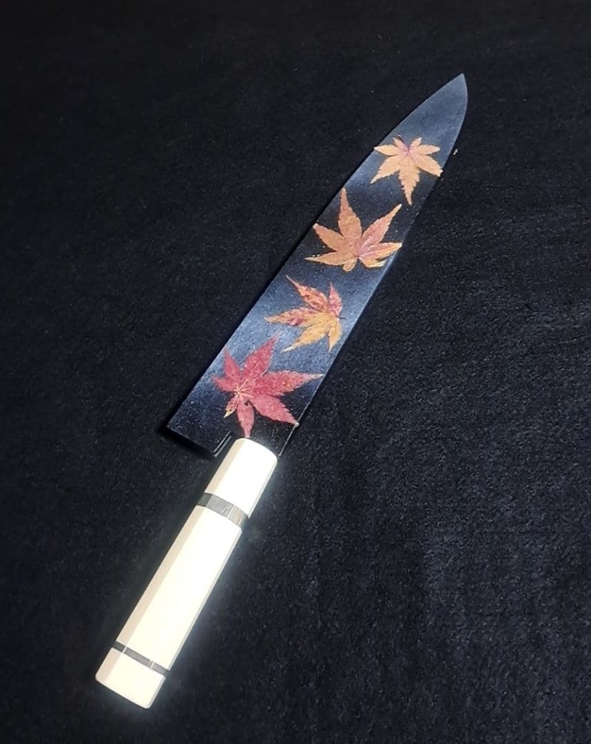 し*こ様 ステン 本焼 V金10号 牛刀 8寸 切付型 鏡面仕上げ 人工象牙八角