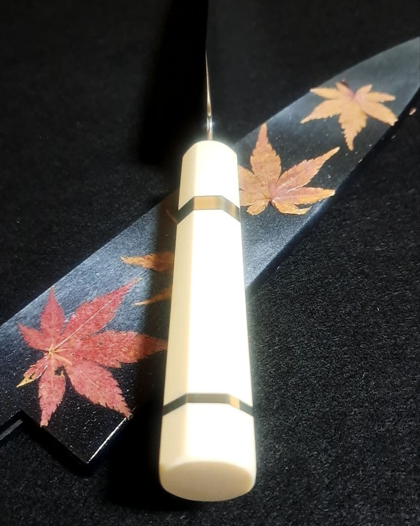 し*こ様 ステン 本焼 V金10号 牛刀 8寸 切付型 鏡面仕上げ 人工象牙八角