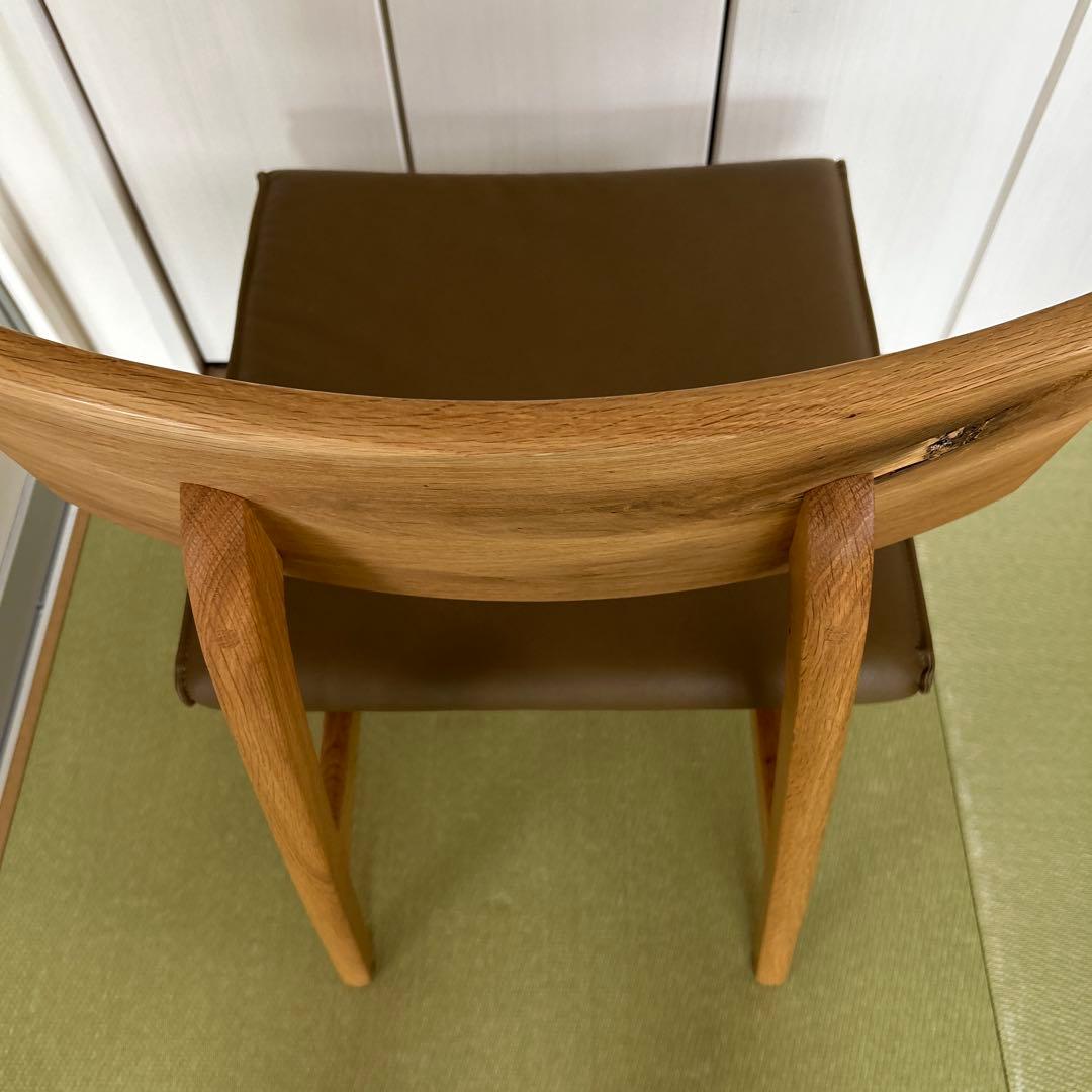 飛騨産業森の言葉ブラウン 木製リビングダイニングチェア 合成皮革クッション付き