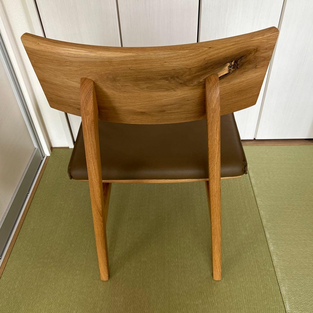 飛騨産業森の言葉ブラウン 木製リビングダイニングチェア 合成皮革クッション付き