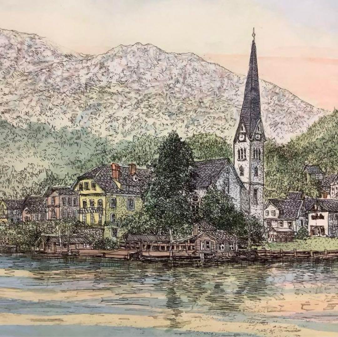 絵画・額縁・版画・織田 義郎・新品未使用・ハルシュタットⅢ・美術品