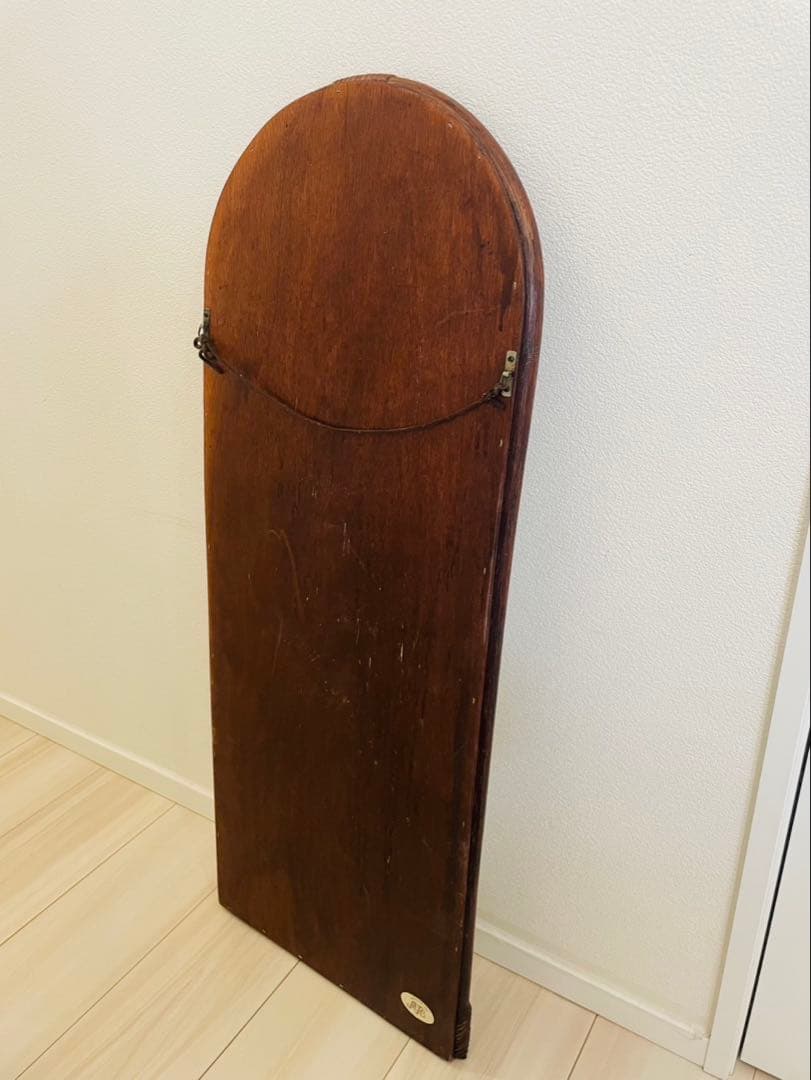 アーチ型 ラタンフレーム ミラー 姿見　コンパクト