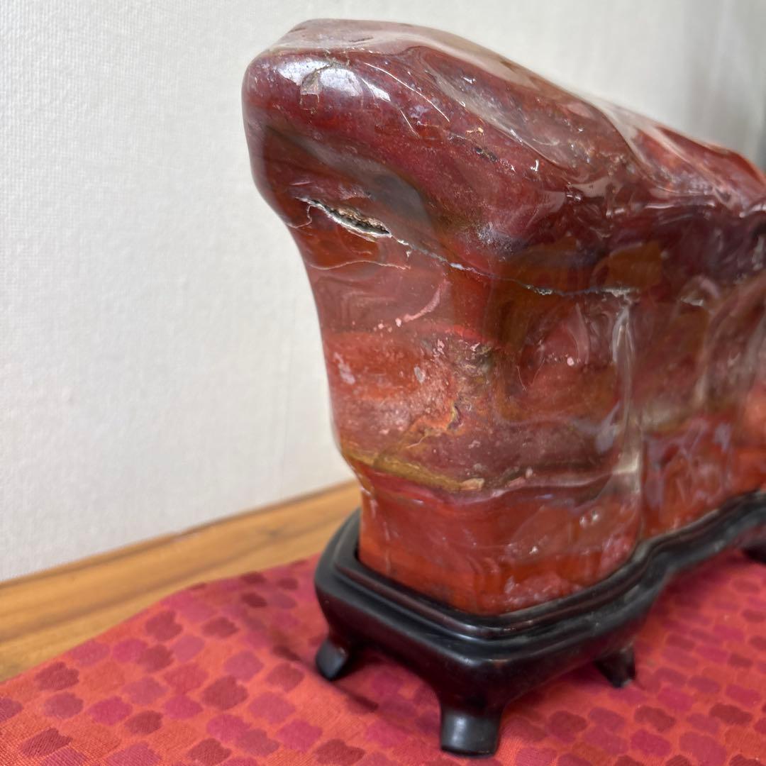 赤玉石　鑑賞　赤石　台座付き　横約４０cm