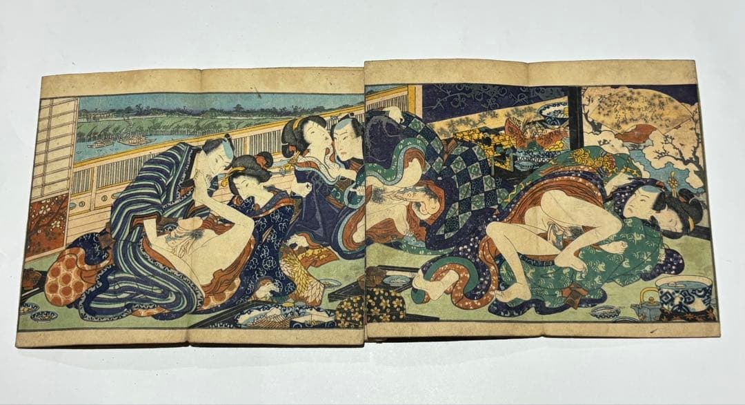 「恋情 梅の春」淫水亭笑山 彩色木版刷り1冊|艶本 春画 和本 浮世絵