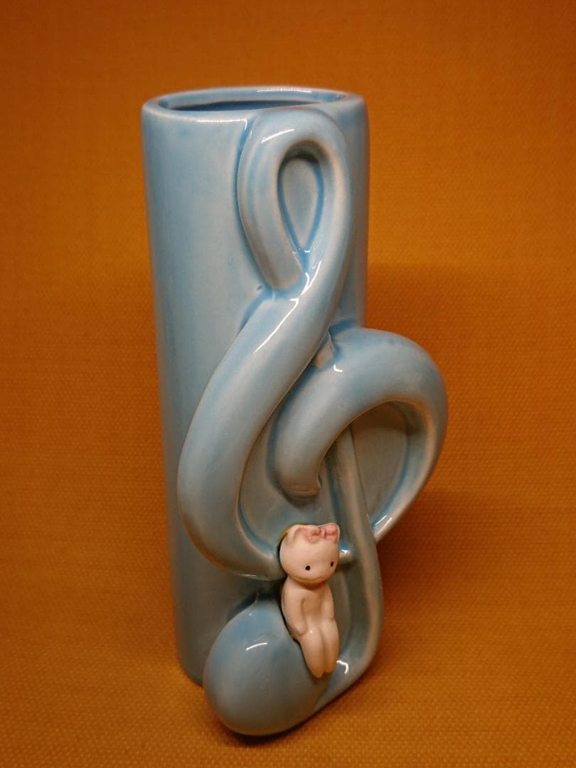 花瓶　 猫　音符　陶器　オブジェ　置物　インテリア　工芸品　美術品　A1608