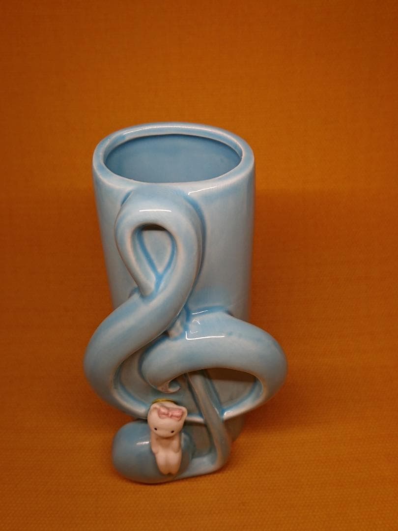 花瓶　 猫　音符　陶器　オブジェ　置物　インテリア　工芸品　美術品　A1608
