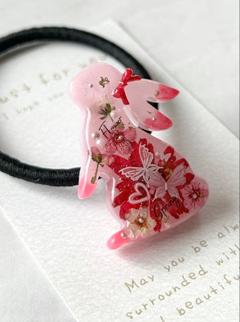 レジン＊垂れ耳うさちゃん フラワー ヘアゴム✧˚₊‧ꕥ - メルカリ