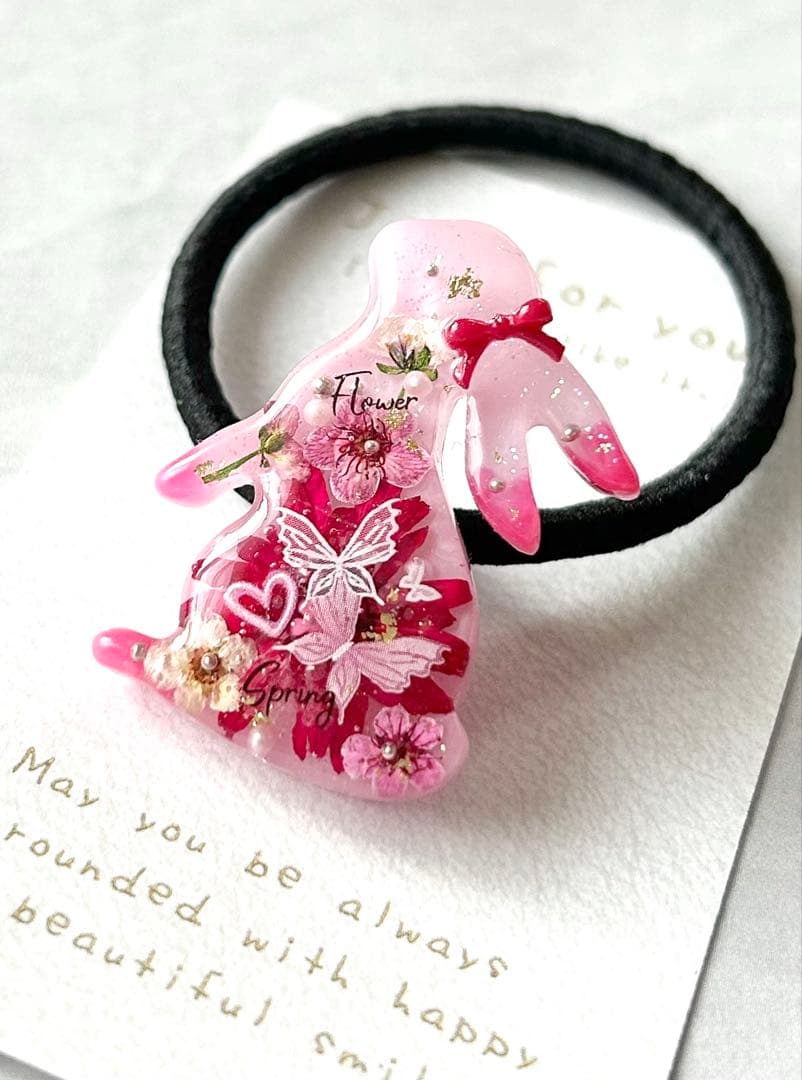 レジン＊垂れ耳うさちゃん フラワー ヘアゴム✧˚₊‧ꕥ - メルカリ