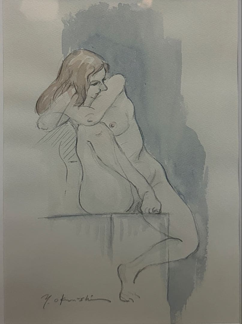 奥西智男 作 「裸婦」 水彩画