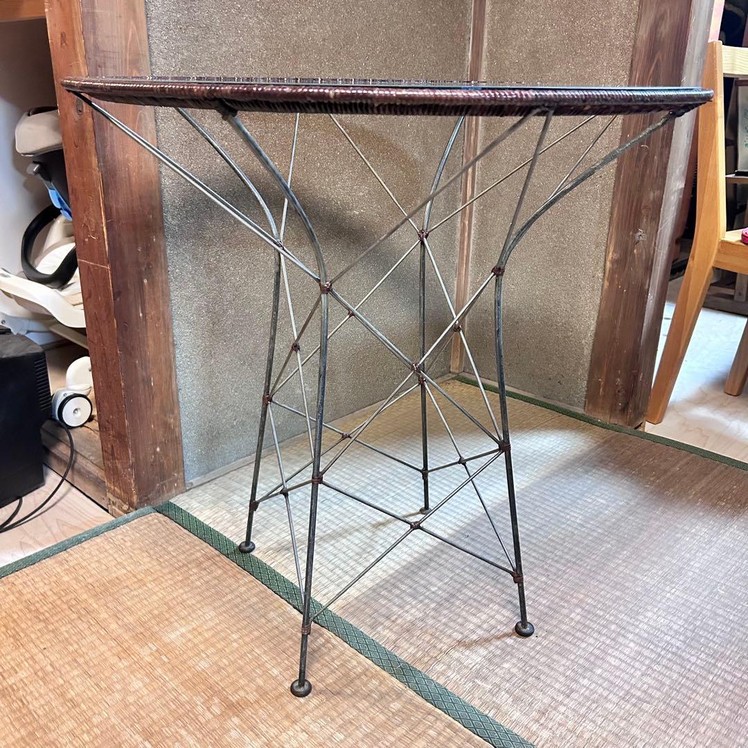 ヤマカワラタン 山川ラタン　ガラステーブル 丸テーブル 籐×ガラス　剣持勇