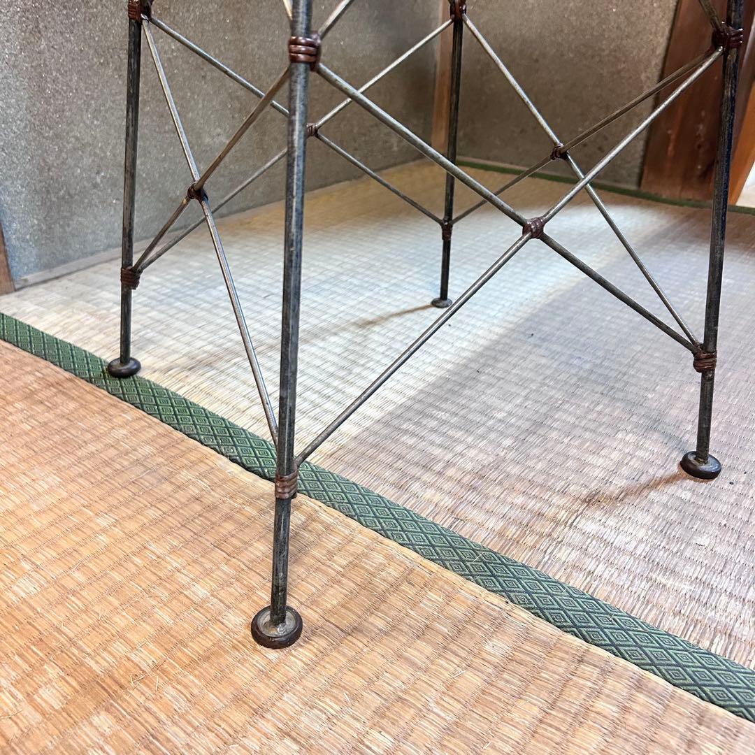 ヤマカワラタン 山川ラタン　ガラステーブル 丸テーブル 籐×ガラス　剣持勇