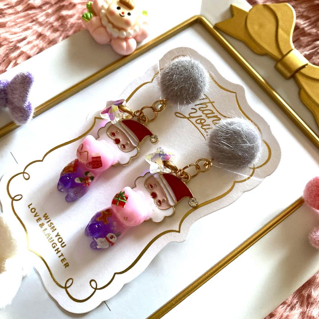☆サンタさんが可愛いXmas猫ちゃんイヤリング☆